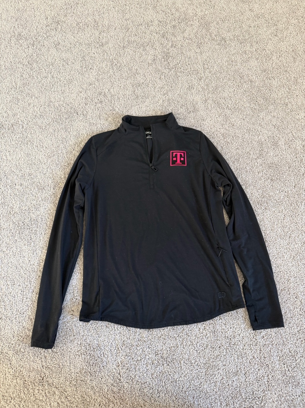 T-Mobile Black Quarter-Zip Pullover with Pink Logo